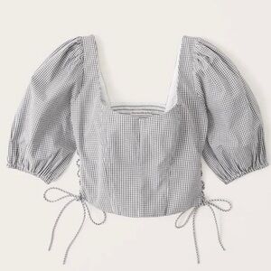 Abercrombie & Fitch Lace-Up Poplin Corset Scoopneck Top